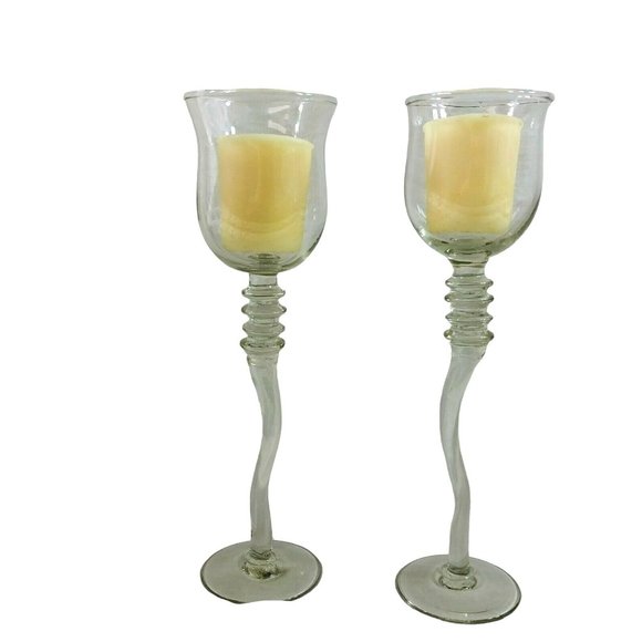 Cordial Aperitif Glasses or Votive Candle Holders Curvy Stems - Picture 3 of 8